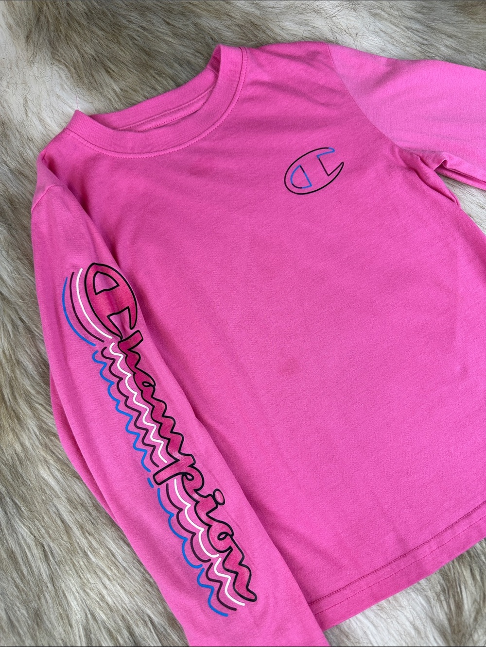 Champion Girls Pink Long Sleeve Graphic Shirt Size 7